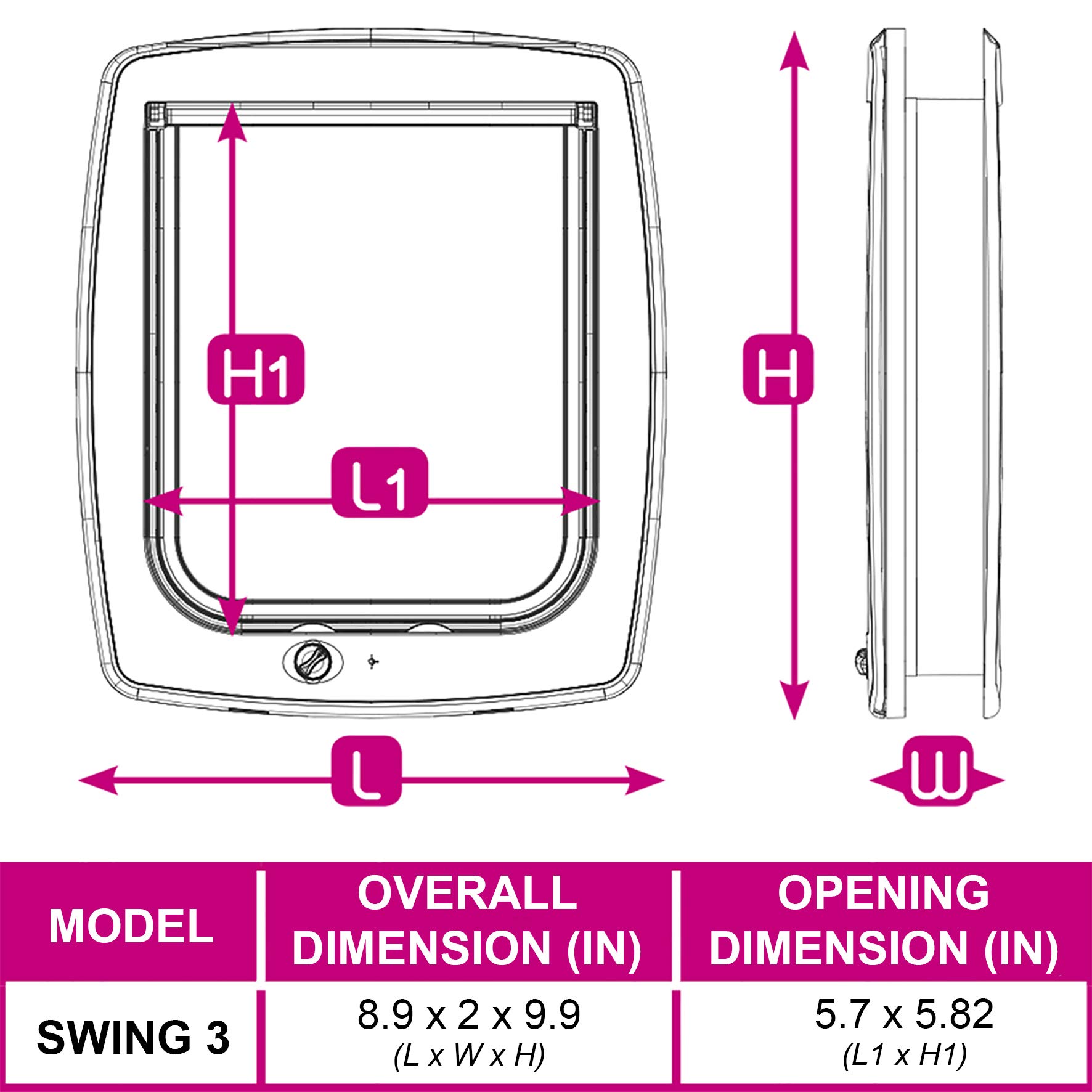 Cat Door Swing 3" w/ 4-Way Locking System | Universal Pet Door in Brown for Interior & Exterior Use Ideal for Small Cats & Dogs Up to 12 Pounds | 1-Year Manufacturer's Warranty - Image 3