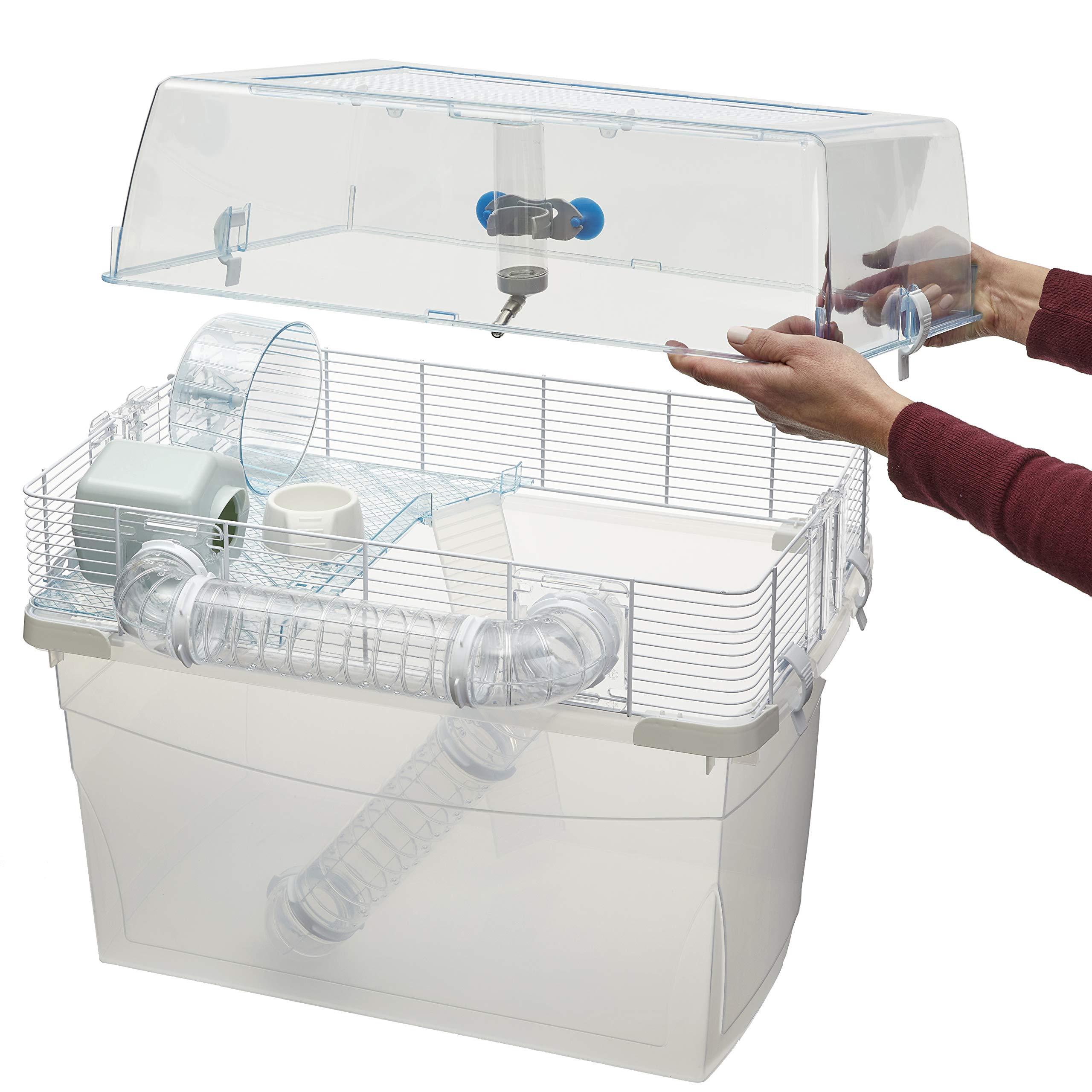 Ferplast Duna Space Hamster Cage, Extra-Deep 11.5-Inch Base Promotes Instinctual Burrowing While Containing Litter & Debris, Includes All Accessories and Play Tunnels, 22.6L x 18.7W x 21.5 Inches - Image 3