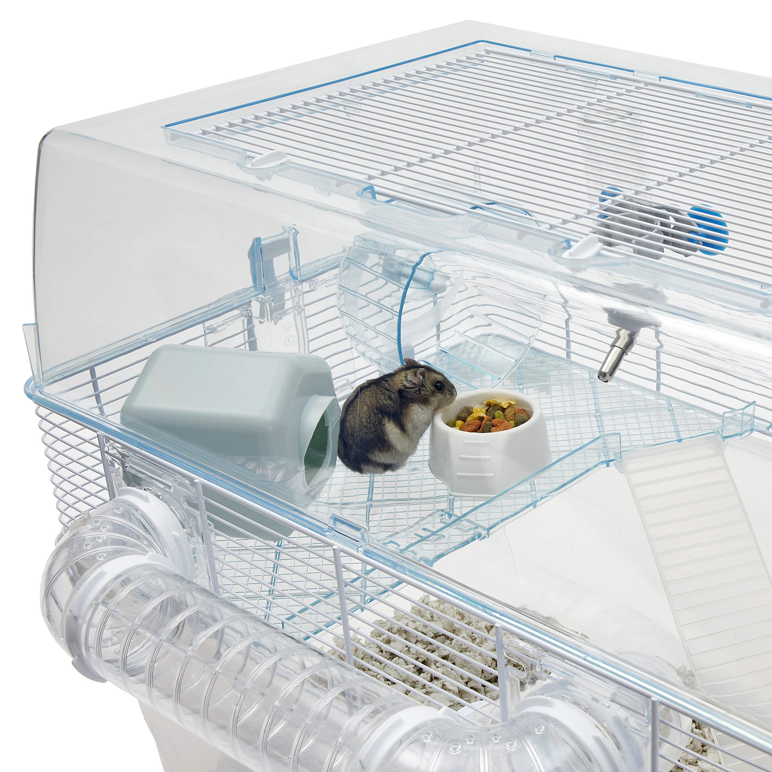 Ferplast Duna Space Hamster Cage, Extra-Deep 11.5-Inch Base Promotes Instinctual Burrowing While Containing Litter & Debris, Includes All Accessories and Play Tunnels, 22.6L x 18.7W x 21.5 Inches - Image 5