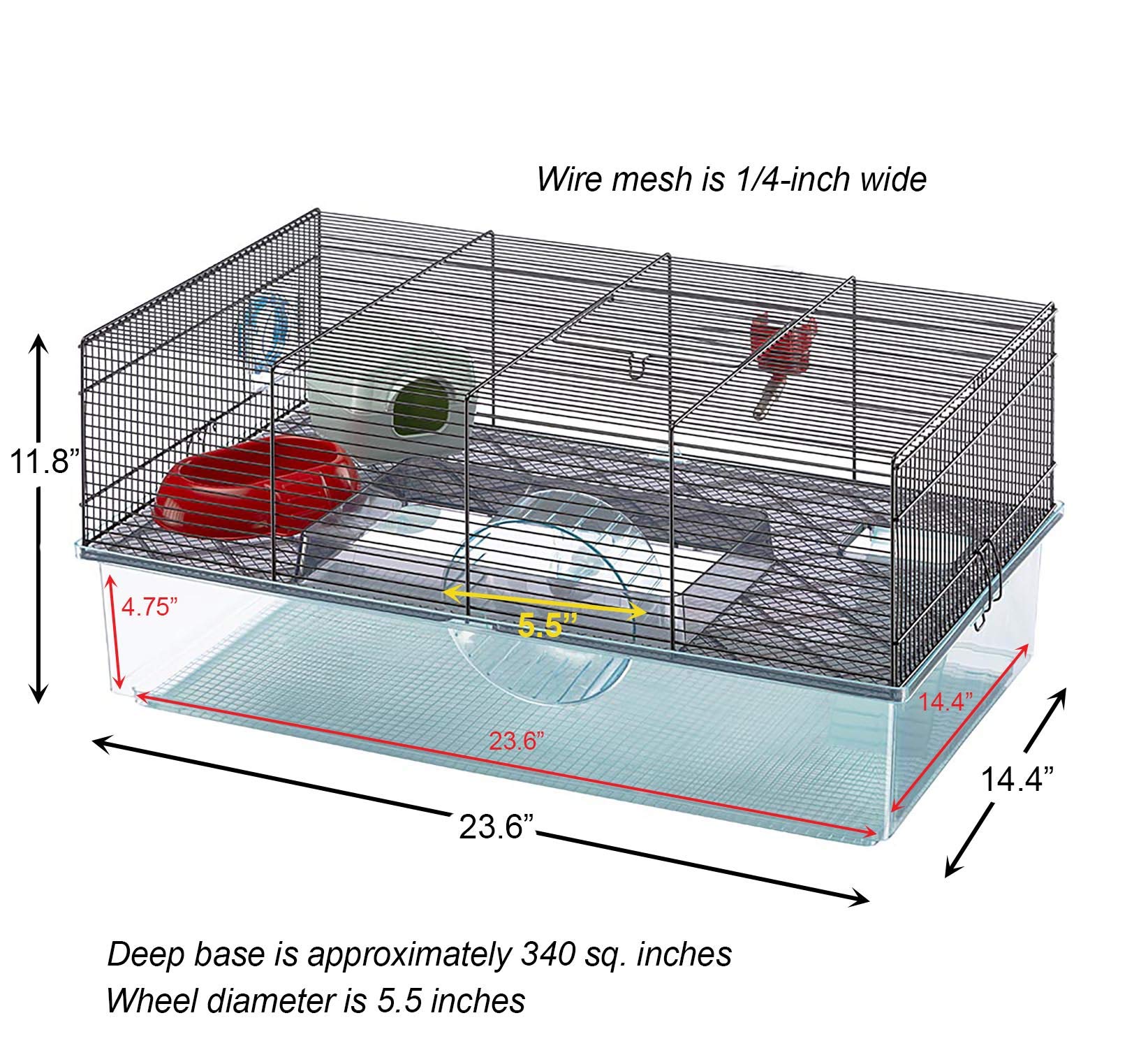 Ferplast Favola Hamster Cage Includes Free Water Bottle, Exercise Wheel, Food Dish & Hamster Hide-Out Large Hamster Cage Measures 23.6L x 14.4W x 11.8H-Inches - Image 6